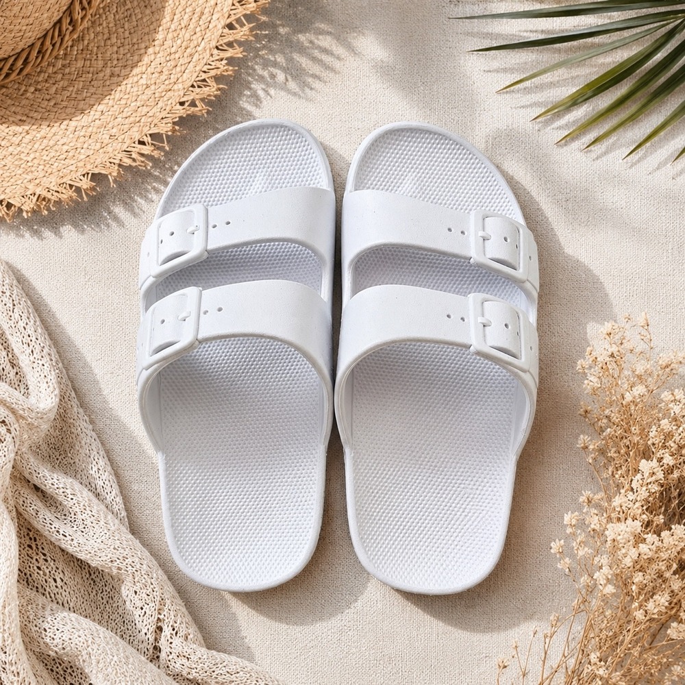 Freedom Moses White Slides Vegan Waterproof Sandals EU 40-41 US Women 10
